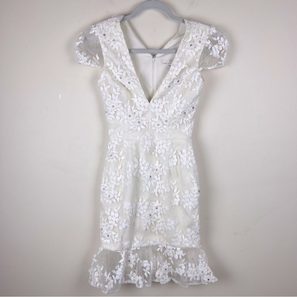 Dress the Population Ivory Floral Midi Dress